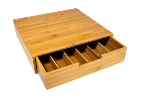 Coffee Pod holder Coffee Capsule Storage drawer storage Unit Coffee pod stand kitchen Tea Coffee storage organiser Standard Pod Size Compatible Bamboo Wood Wooden Counter Top Pod (6 Compartment)