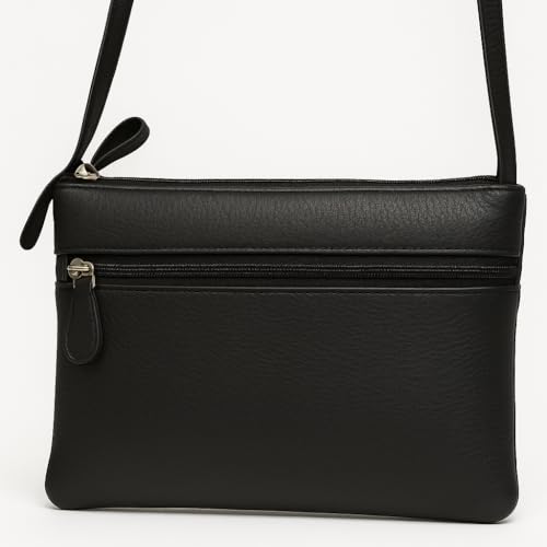 Genuine Leather Womens Purse Double Zipper Top Pockets Crossbody Shoulder Bag for Ladies3