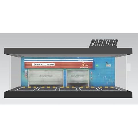 Hot Cars Wheels Display Case - 1/64 Scale Die-cast Model Car Display Case with LED Light and Acrylic Cover, Hot Diecast Wheels Parking Garage Dioramas with 9 Parking Spaces (JP Repair) Cover