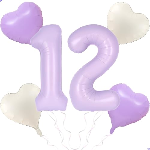40 inch Light Purple Number 12 21 Balloon for Lavender Birthday Decorations, Large Lavender 12 21 Balloon Number 21th 12th Party Decorations,Lilac 12 21 Year Old Birthday Supplies