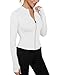 Rapbin Damen Gym Tops Langarm Sport Running Laufjacke Trainingsjacke Workout Yoga Tops Fitness Zip Activewear mit Daumenlöchern Stil 2–Weiß S