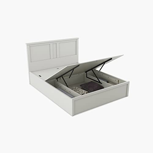 Image of Home Centre Helios Reynan Aster Queen Bed with Hydraulic Storage - White