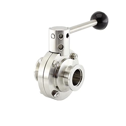 SHERICH KF50 Vacuum Butterfly Valve, Stainless Steel 304 Three-clamp Butterfly Valve with Handle and Silicone (KF50)