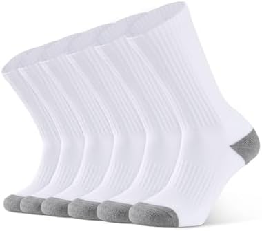 CLOSEMATE Mens Sports Crew Socks Cushioned Cotton 6P