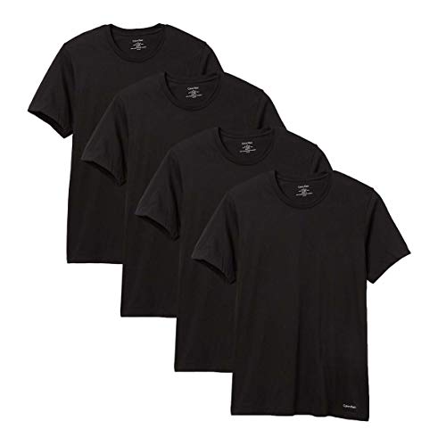 Calvin Klein Men`s Classic Fit Crew Neck Cotton T-Shirts 4 Pack (Balck(NU1332-001)/Black/Black, Small)