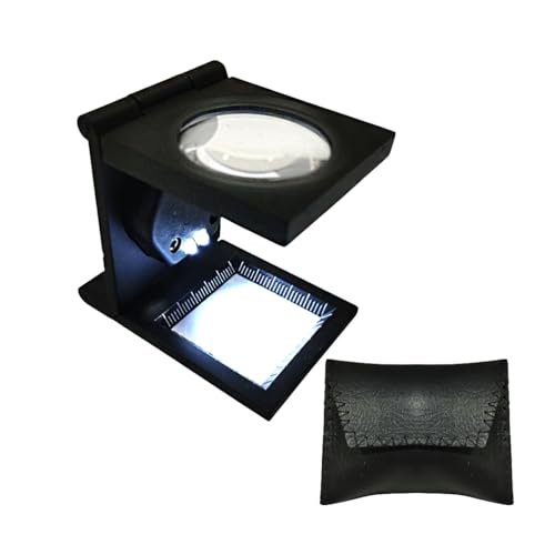Lupa con Luz y Regla, Lupa Cuenta Hilos, Lupa para Impresión, Compacta para Textil, Joyería, Relojero, Imprenta, Óptica, Monedas, Sellos, Documentos, (Modelo 1)