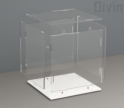 Image of Divin Acrylic Display for Organizing Collectibles Clear Box Display Action Figures Home Storage (White+Clear, 10X10X10 Cm: 4X4X4 inch)