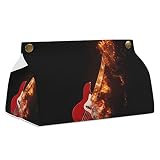FunnyStar Epic Rock Bass Guitar on Fire PU Tissue Bag Portable Tissue Box Cover Modern Storage Case
