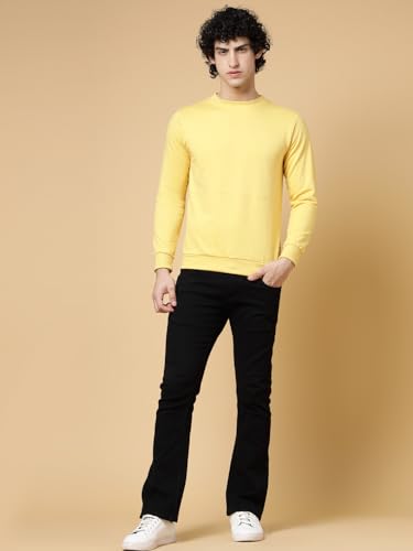 Image of Rigo Terry Solid Printed Winter Wear Sweatshirt for Men | Round Neck Sweatshirt for Men | Full Sleeves Sweatshirt for Men