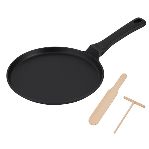 Stone&Stone Padella per Crepes e Pancake 26cm super Antiaderente per Induzione e gas | Crepiera con rivestimento Ceramico Tedesco | Senza PFOA PFAS PTFE | Spatola e Stendi Pastella Inclusi