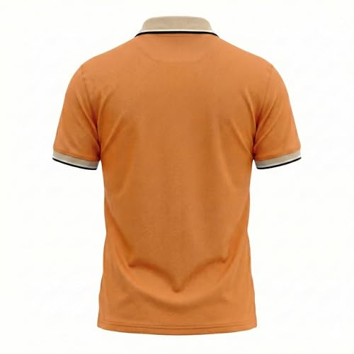 Image of Regular Fit Solid Half Sleeve Casual Tipping Collar Polo T-Shirt for Men