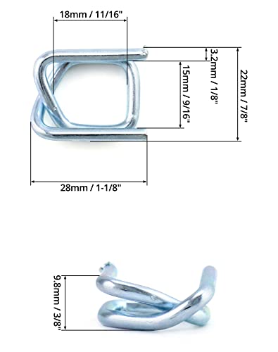 qwork metal wire buckle 1234 width 50 pack silver for polypropylene strapping cord strapping