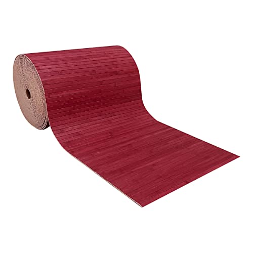 SaRani Tapis de Couloir Cuisine en Bambou avec Dos Antidérapant en Caoutchouc (rouge, 40x50 cm)