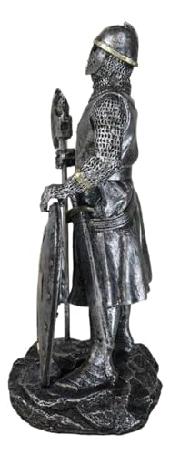 Figura medieval de caballero cruzado con hacha y escudo 7 pulgadas miniatura 5