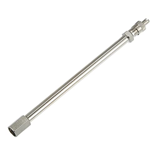 Image of X AUTOHAUX 1 Set 5.90 inch Dually Valve Stem Extenders Straight Dual Tire Valve Extension for Car Truck RV Pickup Motorcycle Silver Tone