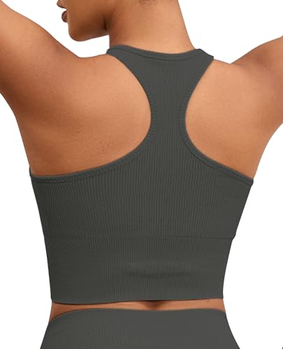 Image of Yoga Sports Seamless Bras for Women Longline Tank Top with Built-in Gym Workout Racerback Bra Tops