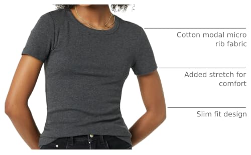 Image of Amazon Essentials Women's Slim-Fit Short-Sleeve Crewneck T-Shirt, Pack of 2