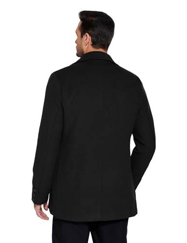 COOFANDY Men's Double Breasted Pea Coat Winter Overcoat Short Trench Coat Notched Collar2