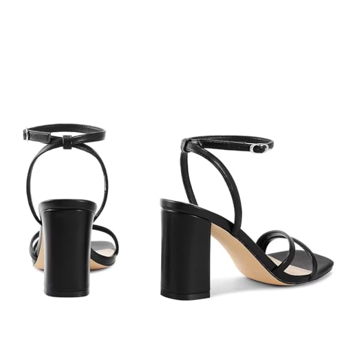 Image of wetkiss Womens Sandals Chunky Strappy Heels Square Open Toe Ankle Buckle Comfort Dress Party Shoes