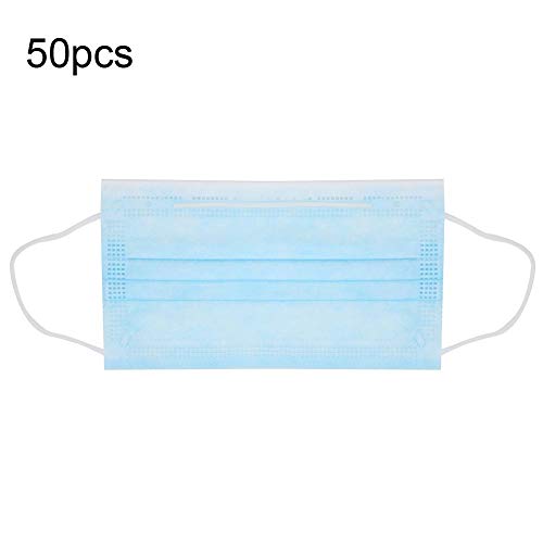 Froomer Muffle Buccal Jetable, 50pcs 3 Couches Haute Efficacité de Filtration en Tissu Non Tissé Filtre de Protection Bouche-moufle avec Pince-Nez de Plasticité pour Les Voyages de Sports de Plein Air