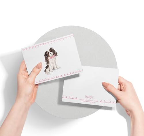 Image of Twigs Paper - Cavalier King Charles Spaniel Dog Note Cards - Set of 12 Blank Cards (5.5 x 4.25 Inch) with 12 Envelopes - 100% EcoFriendly Stationery - Made In USA