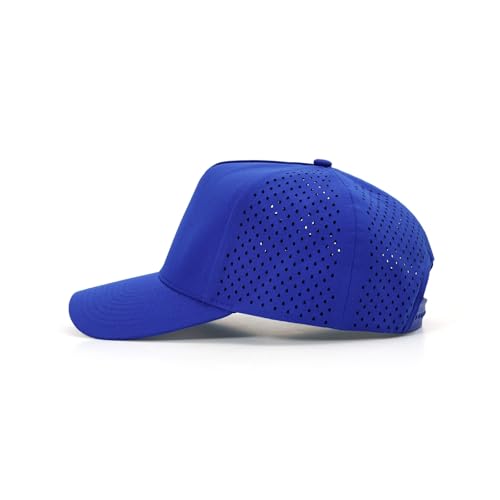Image of Men Quick Dry Water Resistant 5-Panel Mesh Snapback Baseball Cap Adjustable Hat 22 inch-23.6 inch(56-60cm) for Golf Running Workout - Royal Blue