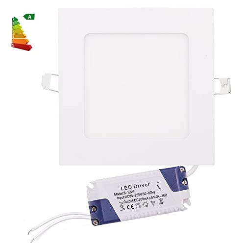 XUNATA 9W 5 inch Ultra-Thin Square LED Panel Light Ceiling, 650lm, 60W Incandescent Equivalent, 3000K Warm White, LED Recessed Lighting for Home, Office, Commercial Lighting