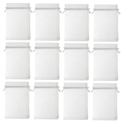 Didiseaon 100 Piezas Protectoras Blancas para Frutas con Cordón Malla Transpirable y Resistente para Proteger Tomates Fresas y Uvas Jardín y Reutilizables y Fáciles de Usar