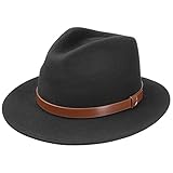 Brixton Men's Messer Medium Brim Felt Fedora Hat, black, Large