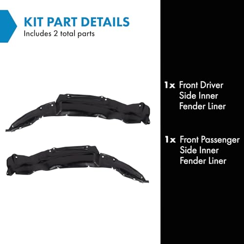 Image of TRQ Front Driver and Passenger Side Inner Fender Liner Set Compatible with 1986-1994 Nissan D21 4 Wheel Drive 1995-1997 Pickup 4 Wheel Drive