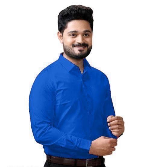 Image of Men's Casual Cotton Blend Shirt | Regular Fit | Full Sleeve | Solid Design