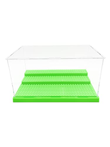 JDS Toy Store Acrylic Display Case (Green) for Minifigure & Action Figures Bricks|10 x 5.4 x 6.1 | 5mm Dustproof Case |Storage Gift for Children and Adults