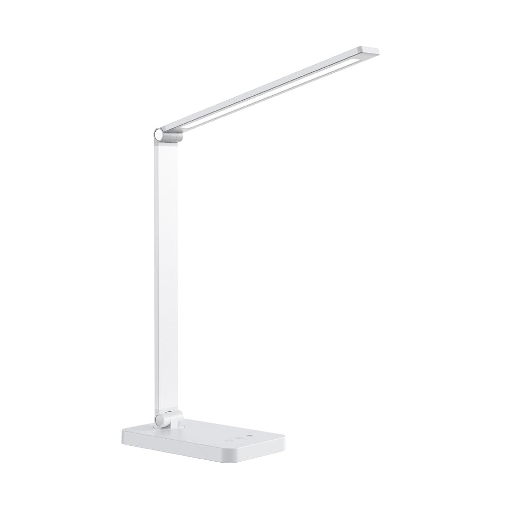 wonderlamp Flexo LED 5W Norima Blanco con Batería recargable, Interruptor táctil y Cargador Inalámbrico para móviles 3000-4000-6000K