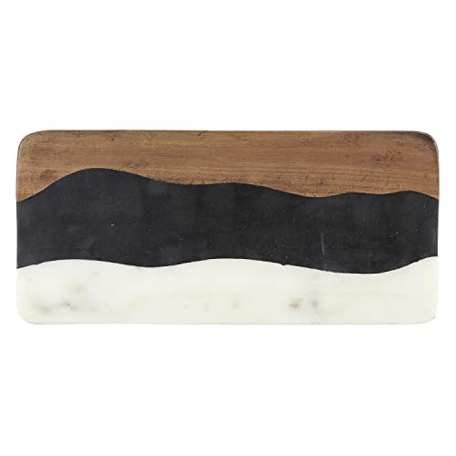 Tabla para servir de mármol y madera rectangular 15.5 x 7 pulg miniatura 1