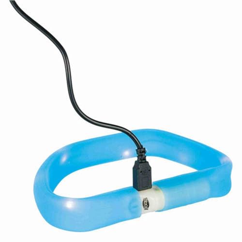 TRIXIE Leuchthalsband für Hunde L-XL blau – Leuchtendes Hundehalsband, ideal für Spaziergänge im Dunkeln – Aufladbar und individuell einstellbar - 12672