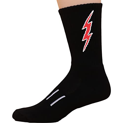 Black with Red Crew Lightning Electric Insane Bolt Fitness Socks2