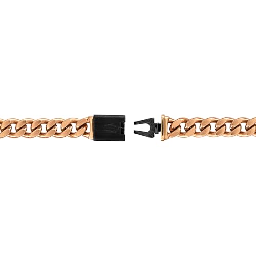 Bulova Jewelry Men's Latin Grammy 6mm Curb Chain Brushed and Polished Curb Chain Rose Gold Stainless Steel Necklace, Length 22" Style:BVC1067-RSTNA4