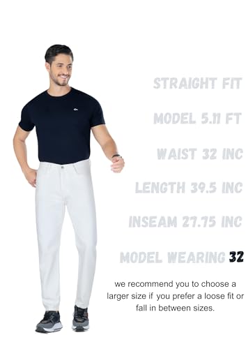 Image of Men's Straight Fit Stylish Non Stretch Mid Rise Pure Cotton Crafted with Premium Fabric Relaxed Jeans Available in Variety of Colour