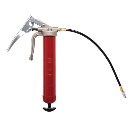 Alemite 555-E Pistol Grip Grease Gun, Develops up to 7,500 psi, Delivery 1 oz./30 Strokes, 16 oz. Bulk or 14 oz. Cartridge, with Flexible Extension, Dual Leverage, Volume or Pressure Mode