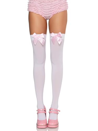 Leg Avenue womens Satin Bow Accent Thigh Highs