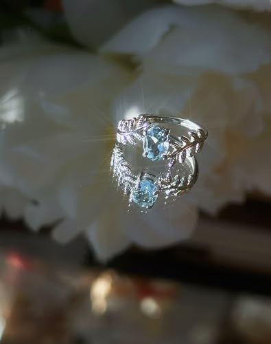 Image of 925 silver inlaid topaz Fashion personality ring (Sky blue)