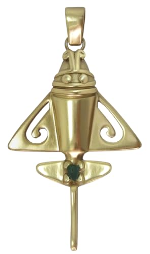 Image of Across The Puddle Colombian Emerald & Multi-Material Options | Quimbaya Flyer Pendant Necklace | Ancient Alien Golden Jets Collection