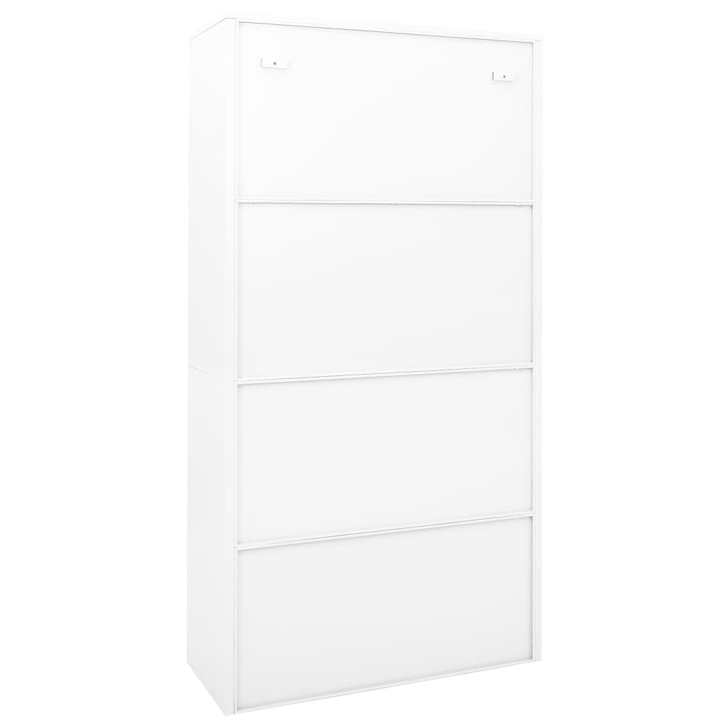 Armadio da ufficio con ante scorrevole, in acciaio bianco, 90 x 40 x 180 cm, con serratura, 4 ripiani regolabili per cartelle, robusto armadio in metallo
