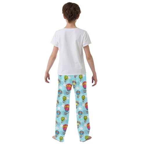Hot Air Balloon Pattern Boys Long Pants Soft Trousers Elastic Waist Kids Lounge Bottoms with Pockets S-XL3