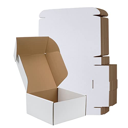 Image of RLAVBL 8x8x4 Inches Shipping Boxes Set of 25, White Small Corrugated Cardboard Box, Mailer Boxes for Packing Small Business