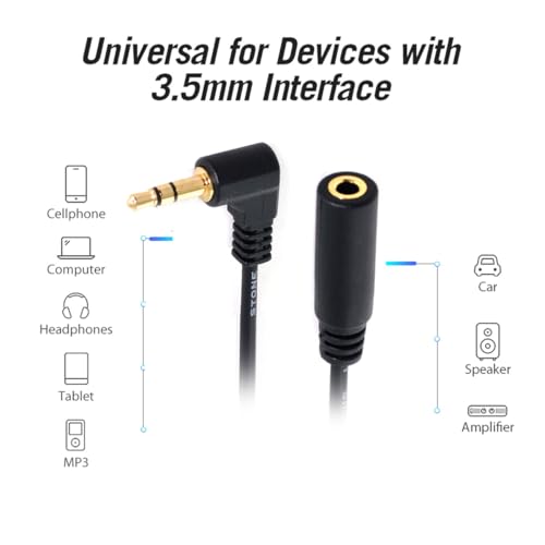 Cable Extensión Audio 3.5mm Ángulo 90° Macho a Hembra 10cm miniatura 6