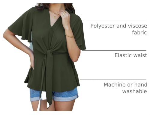 Image of GRACE KARIN Women's Elegant V-Neck Tie Waist Flowy Peplum Shirt Tops