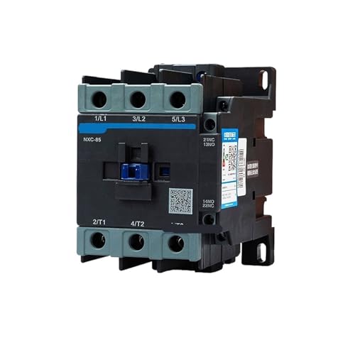 Contactor de potencia 85A trifásico con bobina de 380V y contactos auxiliares NO y NC