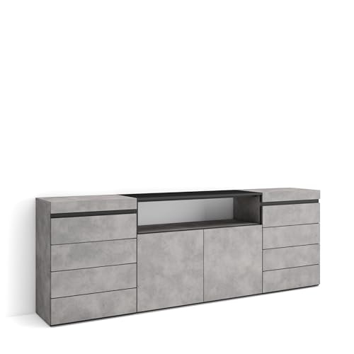 Cassettiera Mobile Armadio con cassetti 214x75x35 cm Camera da letto stanza Con Stoccaggio Stile moderno Cemento