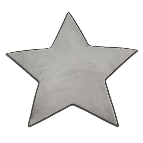 MonBeauTapis Tapis en Forme d'Étoile Gris Extra Doux Antidérapant Flanelle Polyester 90 x 90 cm
